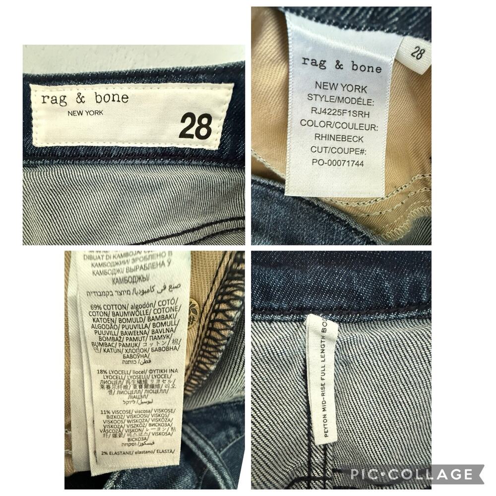 Rag & Bone Peyton Mid-Rise Bootcut Jeans Blue Denim Full Length Size 28 NEW - Picture 8 of 9